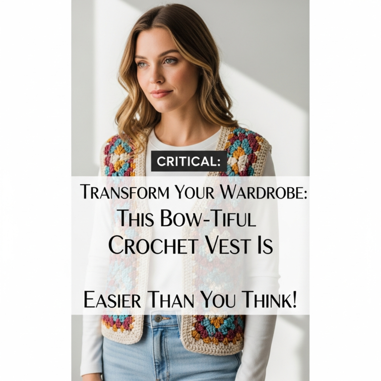Handmade Crochet Sleeveless Vest Pattern – Bow Accents & Contrast Trim