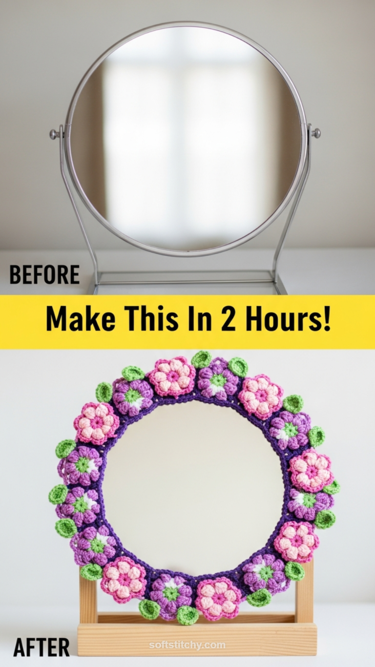 DIY Crochet Flower Power Mirror Decor Tutorial | Cottagecore Room Aesthetic