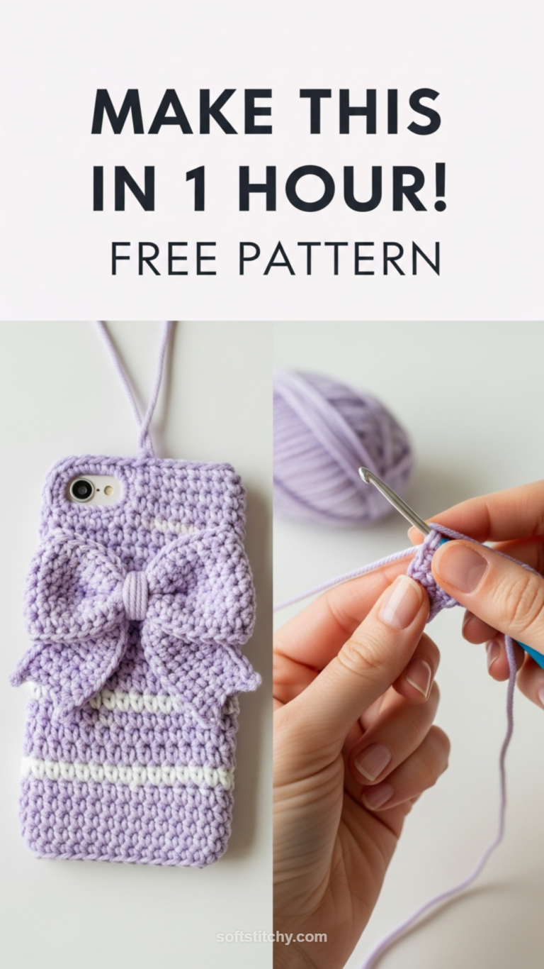 DIY Crochet Phone Case Pattern: Cute Kawaii Bow & Floral Appliqué Designs