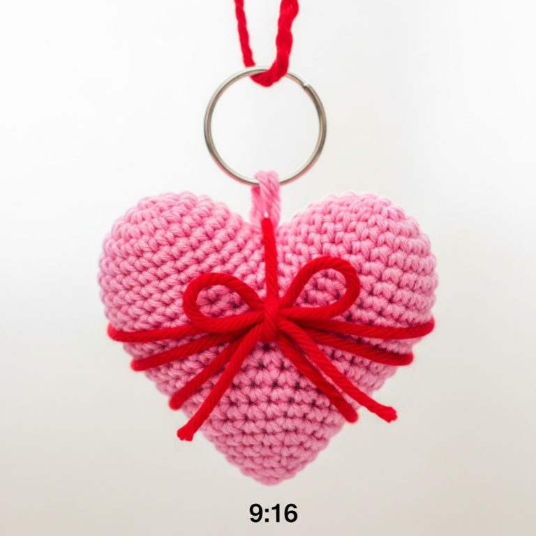 Welcome to the pattern guide for creating these irresistible Sweetheart Gift Amigurumi Crochet Keychain Pattern! These charming, stuffed hearts make the perfect portable tokens of affection. Whether you’re crafting a last-minute Valentine’s Day gift, adding a personalized touch to your own keys or backpack, or looking for a fast-selling craft fair item, this amigurumi project delivers maximum impact for minimal effort. The tight, smooth single crochet texture gives them a professional, durable finish, while the clever use of contrasting yarn for the bow detail elevates the design from simple heart to a tiny, wrapped present. While the construction uses basic stitches, we categorize this as Intermediate due to the shaping involved, specifically when joining the two top lobes and executing the invisible decreases required to achieve the sharp point of the heart. We’ll be working in continuous rounds to minimize seams. Grab your favorite contrasting pinks and reds, a small hook, and let's start creating these perfectly plump, gift-wrapped hearts that everyone will adore! Project Details Difficulty: Intermediate Time Estimate: 1.5 hours per heart Materials Needed DK Weight (Weight 3) or Worsted Weight (Weight 4) yarn in two contrasting colors (e.g., Red and Light Pink) Size C/2 (2.75mm) or D/3 (3.25mm) crochet hook (adjust based on yarn weight to achieve tight tension) Polyester fiberfill stuffing Tapestry needle for weaving ends and assembly Scissors Keyring or lobster clasp hardware Abbreviations MR: Magic Ring ch: Chain sc: Single Crochet inc: Increase (2 sc in one stitch) dec: Invisible Decrease (sc 2 together) sl st: Slip Stitch st(s): Stitch(es) R: Round Instructions Step 1: Crocheting the Heart Lobes (Make 2) Using the Main Color (e.g., Red or Light Pink), we will create two identical small dome shapes, which form the top curves of the heart. Work in continuous rounds (do not join at the end of rounds). R1: 6 sc in a MR (6) R2: [inc] x 6 (12) R3: [sc, inc] x 6 (18) Fasten off the first lobe. Do NOT fasten off the second lobe; you will continue crocheting the body from here. Step 2: Joining the Lobes and Establishing the Heart Body Now we join the two completed lobes. From the second lobe (where you did not fasten off): R4: sc 18 around the second lobe, then sc 18 around the first lobe. (36) Place a stitch marker to indicate the new start of the round. This establishes the continuous round around the entire circumference of the combined shape. R5-R7: sc around (36). (3 rounds of no increase/decrease) Step 3: Shaping the Point and Stuffing We will now begin the decreases to shape the bottom V of the heart. Use the invisible decrease (dec) technique for a clean look. R8: [sc 4, dec] x 6 (30) R9: sc around (30) R10: [sc 3, dec] x 6 (24) R11: sc around (24) Start stuffing the heart firmly with fiberfill, shaping the top curves. Continue stuffing as you decrease. R12: [sc 2, dec] x 6 (18) R13: [sc, dec] x 6 (12) R14: [dec] x 6 (6) Cut yarn, leaving a long tail for closing. Thread the tail onto a tapestry needle and weave it through the front loop of the remaining 6 stitches. Pull tight to close. Knot and weave in the end. Step 4: Crocheting the Contrast Bow Using the Contrast Color (e.g., the Red yarn for the Pink heart, or Light Pink for the Red heart). Bow Centerpiece (Rectangle): Chain 7. Starting in the 2nd chain from the hook, sc 6. (6) Row 2-3: Ch 1 (does not count as st), turn, sc 6. (6) Fasten off, leaving a long tail (approx. 10 inches). Assembly: Using the tail, pinch the center of the rectangle tightly together to form the bow shape. Wrap the yarn tightly around the pinched center a few times and knot securely at the back. Trim the first starting tail, but keep the wrapping tail long for Step 5. Step 5: Wrapping, Attachment, and Finishing Wrap the contrast yarn around the heart: Take a long strand (about 20 inches) of the Contrast Color yarn. Wrap it around the body of the heart, vertically and horizontally, to mimic a gift ribbon (as shown in the image). Secure the ends at the back of the heart with a knot, leaving them long. Attachment: Using the long tail from the bow (Step 4), position the bow over the center where the vertical and horizontal wraps meet. Sew the bow securely onto the heart, stitching through the center of the bow and into the body of the heart. Knot all remaining tails and weave them inside the stuffing. Keychain Hardware: Attach the keyring or clasp hardware securely to the top center, in the valley between the two lobes. Use a small stitch or strong thread to secure the jump ring if necessary. Frequently Asked Questions My hearts are too floppy. How do I get that firm, rounded shape? The key to firm amigurumi is tension and stuffing. Ensure you are crocheting tightly enough that the stuffing doesn't show through the stitches. Stuff the heart very firmly, particularly around the lobes and the base, using small tufts of fiberfill pushed into the corners before closing. Can I use thicker yarn like blanket yarn for this pattern? Yes, but the size will increase significantly. If using bulkier yarn (like Bernat Blanket or Super Bulky), you will need to adjust your hook size up (e.g., 5.0mm-6.0mm) and ensure you use a tight gauge to prevent the stuffing from escaping. The shaping steps remain the same. What are the best care instructions for a crochet keychain? Spot clean only using a damp cloth and mild soap. Avoid machine washing, especially if using delicate acrylic or cotton yarns, as the stuffing may clump and the hardware may rust or detach. Allow to air dry completely. Congratulations on completing your stunning crocheted Sweetheart Keychain! These little gems are instant mood boosters and make thoughtful, heartfelt gifts for friends, family, or partners. They prove that the best projects don't always take the longest. We encourage you to play around with different color combinations—imagine metallic silver bows on black hearts, or striped patterns for a festive look. Don't forget to snap a photo of your finished heart and share it online! Tag us so we can admire your beautiful handmade tokens of love.