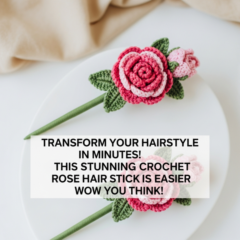 DIY Crochet Rose Hair Stick | Elegant Floral Hairpin Pattern | Handmade Hair Accessory Tutorial