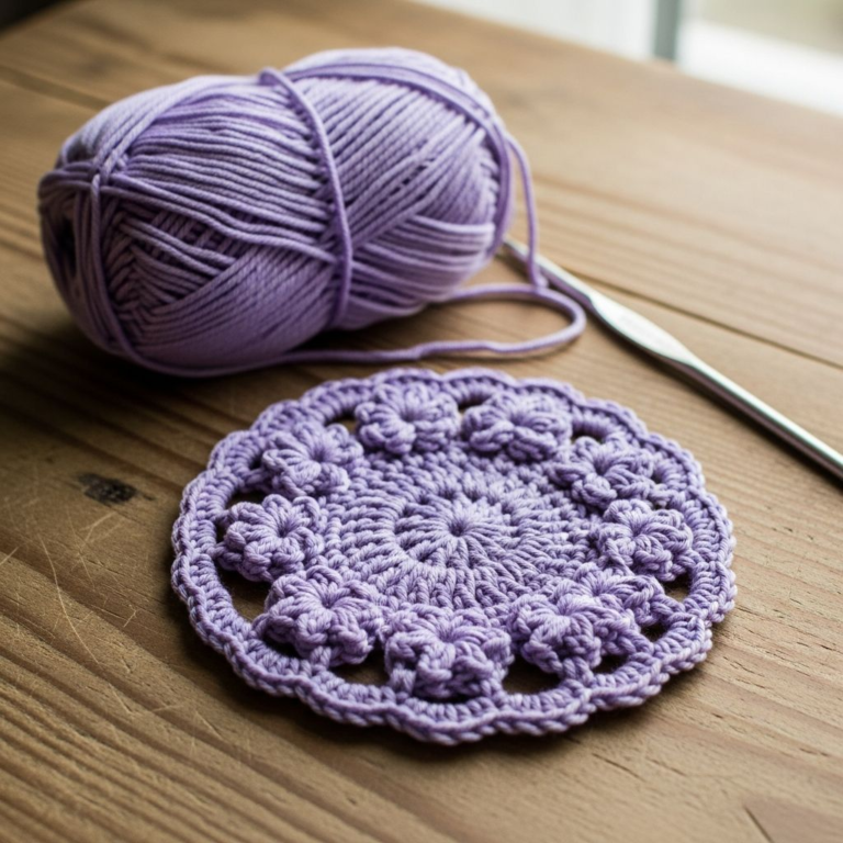 Elegant Lavender Field Puff Flower Coaster
